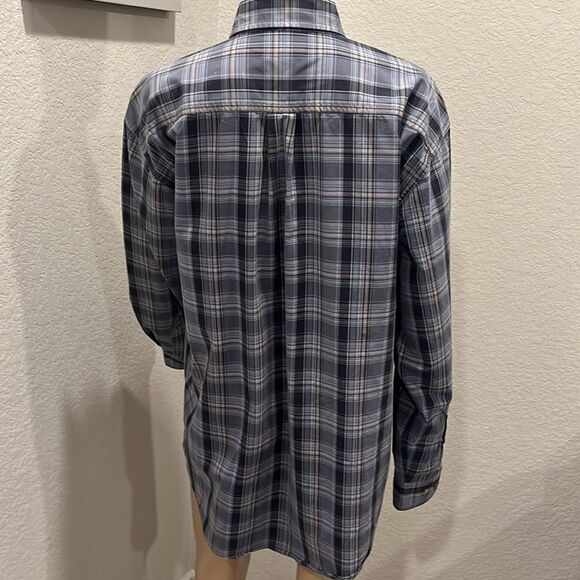 Carhartt blue plaid distressed button down shirt - Picture 3 of 5